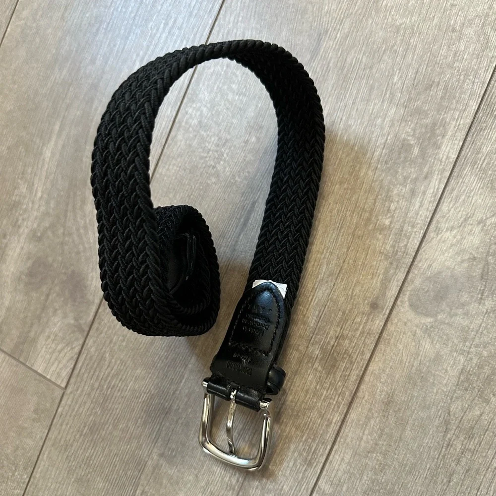 Vintage Boys Black Woven Braided Leather Belt Size Small “Jake” Engraved
